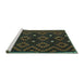 Sideview of Machine Washable Oriental Turquoise Traditional Area Rugs, wshcon1684turq