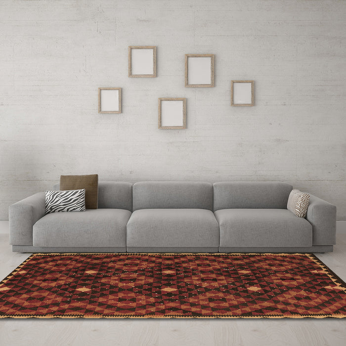 Machine Washable Oriental Brown Traditional Rug in a Living Room,, wshcon1684brn