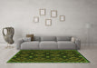 Machine Washable Oriental Green Traditional Area Rugs in a Living Room,, wshcon1684grn