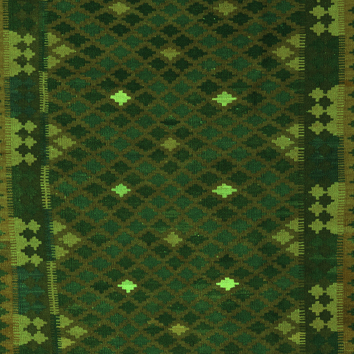 Serging Thickness of Machine Washable Southwestern Green Country Area Rugs, wshcon1685grn