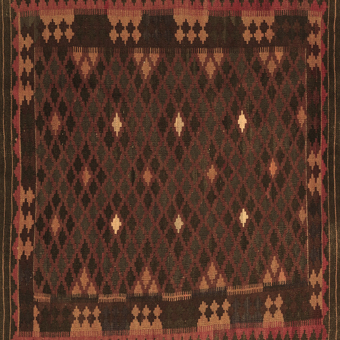 Square Southwestern Brown Country Rug, con1685brn