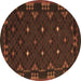 Round Southwestern Brown Country Rug, con1685brn