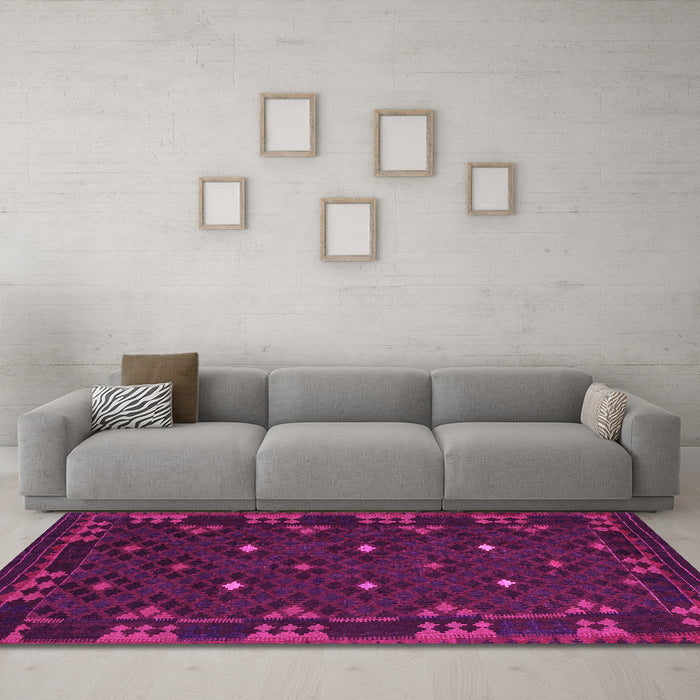 Machine Washable Southwestern Pink Country Rug in a Living Room, wshcon1685pnk