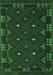 Machine Washable Southwestern Emerald Green Country Area Rugs, wshcon1685emgrn