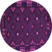 Round Machine Washable Southwestern Purple Country Area Rugs, wshcon1685pur