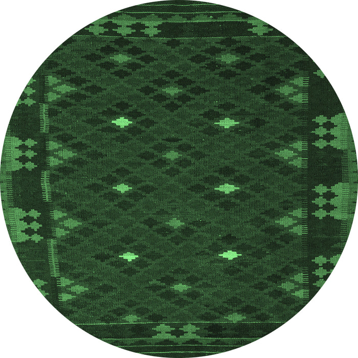 Round Southwestern Emerald Green Country Rug, con1685emgrn