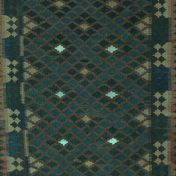 Machine Washable Southwestern Turquoise Country Area Rugs, wshcon1685turq