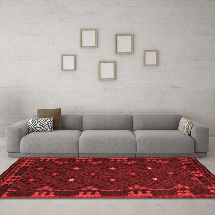 Country Red Washable Rugs