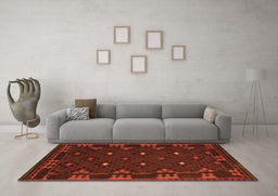 Machine Washable Southwestern Orange Country Area Rugs in a Living Room, wshcon1685org