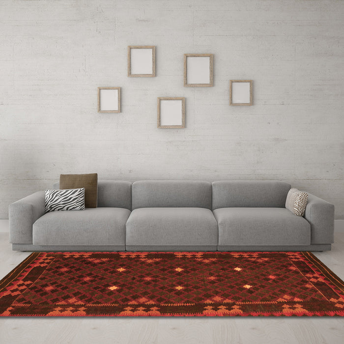 Machine Washable Southwestern Orange Country Area Rugs in a Living Room, wshcon1685org