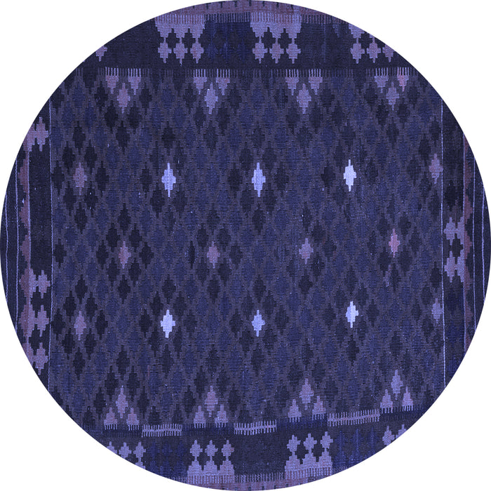 Round Machine Washable Southwestern Blue Country Rug, wshcon1685blu