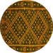 Round Southwestern Yellow Country Rug, con1686yw