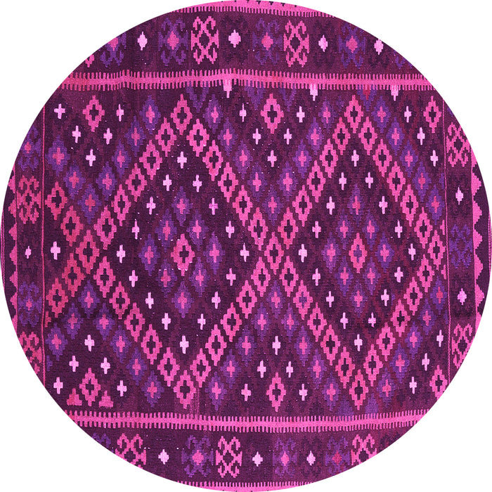 Round Machine Washable Southwestern Pink Country Rug, wshcon1686pnk