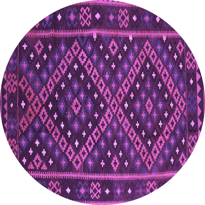 Round Southwestern Purple Country Rug, con1686pur