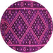 Round Southwestern Pink Country Rug, con1686pnk