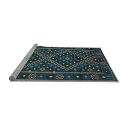 Sideview of Machine Washable Southwestern Light Blue Country Rug, wshcon1686lblu