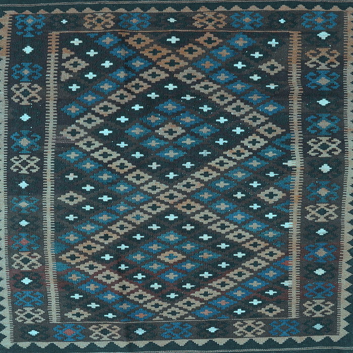 Square Southwestern Light Blue Country Rug, con1686lblu