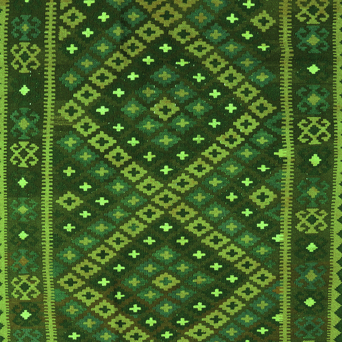 Serging Thickness of Machine Washable Southwestern Green Country Area Rugs, wshcon1686grn