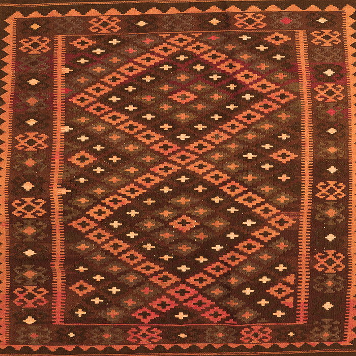 Round Machine Washable Southwestern Orange Country Area Rugs, wshcon1686org