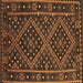 Square Southwestern Brown Country Rug, con1686brn