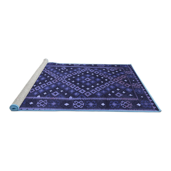 Sideview of Machine Washable Southwestern Blue Country Rug, wshcon1686blu