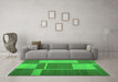 Machine Washable Abstract Green Contemporary Area Rugs in a Living Room,, wshcon1687grn