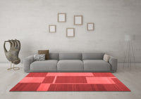 Machine Washable Abstract Red Contemporary Rug, wshcon1687red