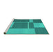 Sideview of Machine Washable Abstract Turquoise Contemporary Area Rugs, wshcon1687turq