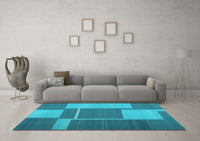 Machine Washable Abstract Light Blue Contemporary Rug, wshcon1687lblu