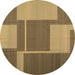 Round Abstract Brown Contemporary Rug, con1687brn