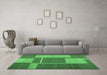 Machine Washable Abstract Emerald Green Contemporary Area Rugs in a Living Room,, wshcon1687emgrn