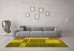 Machine Washable Abstract Yellow Contemporary Rug in a Living Room, wshcon1687yw