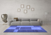 Machine Washable Abstract Blue Contemporary Rug, wshcon1687blu