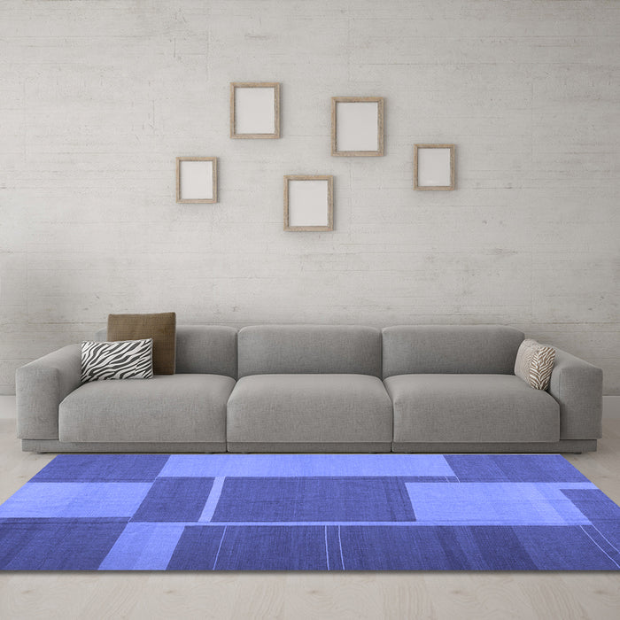 Machine Washable Abstract Blue Contemporary Rug in a Living Room, wshcon1687blu