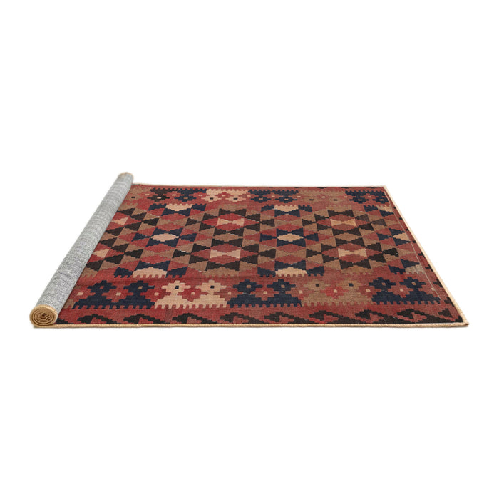 Serging Thickness of Machine Washable Contemporary Saffron Red Rug, wshcon1688