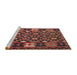 Serging Thickness of Machine Washable Contemporary Saffron Red Rug, wshcon1688