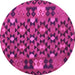 Round Machine Washable Oriental Pink Traditional Rug, wshcon1688pnk