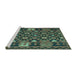 Sideview of Machine Washable Oriental Turquoise Traditional Area Rugs, wshcon1688turq