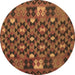 Round Oriental Brown Traditional Rug, con1688brn