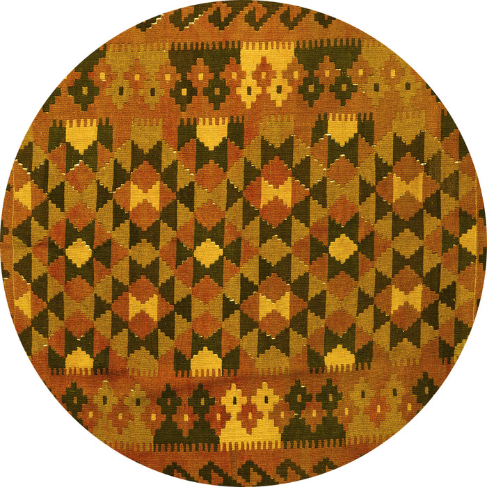 Round Oriental Yellow Traditional Rug, con1688yw