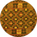 Round Oriental Yellow Traditional Rug, con1688yw