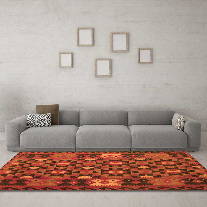 Machine Washable Oriental Orange Traditional Area Rugs in a Living Room, wshcon1688org