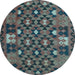 Round Oriental Light Blue Traditional Rug, con1688lblu