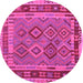 Round Southwestern Pink Country Rug, con1689pnk