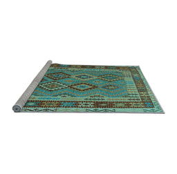 Sideview of Machine Washable Southwestern Light Blue Country Rug, wshcon1689lblu