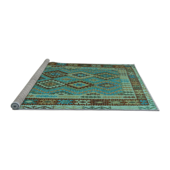 Sideview of Machine Washable Southwestern Light Blue Country Rug, wshcon1689lblu