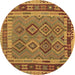 Round Southwestern Brown Country Rug, con1689brn