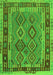 Serging Thickness of Machine Washable Southwestern Green Country Area Rugs, wshcon1689grn