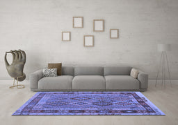Machine Washable Southwestern Blue Country Rug in a Living Room, wshcon1689blu