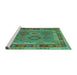 Sideview of Machine Washable Southwestern Turquoise Country Area Rugs, wshcon1689turq